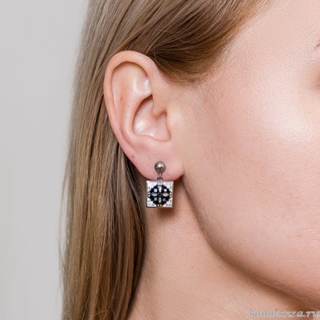 Серьги Fiore Luna, ENAMEL BLACK